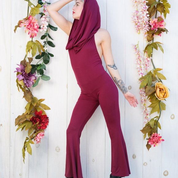 NEW!! Red Suede Hooded Jumpsuit - Warrior Within - Picture 8 of 8